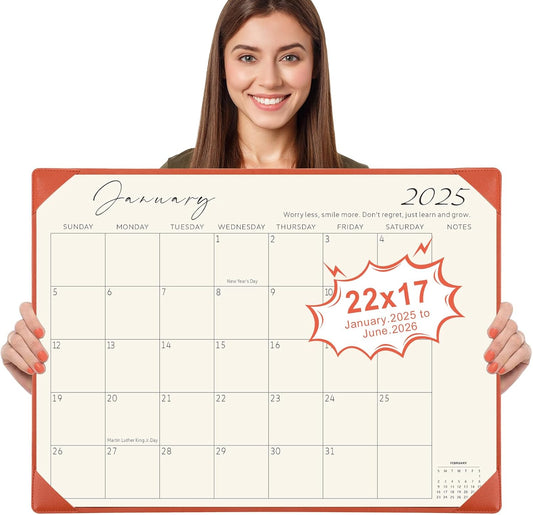 Gannyfer Large Desk Calendar 2025 - 17x22 - Home, School, Office - Orange
