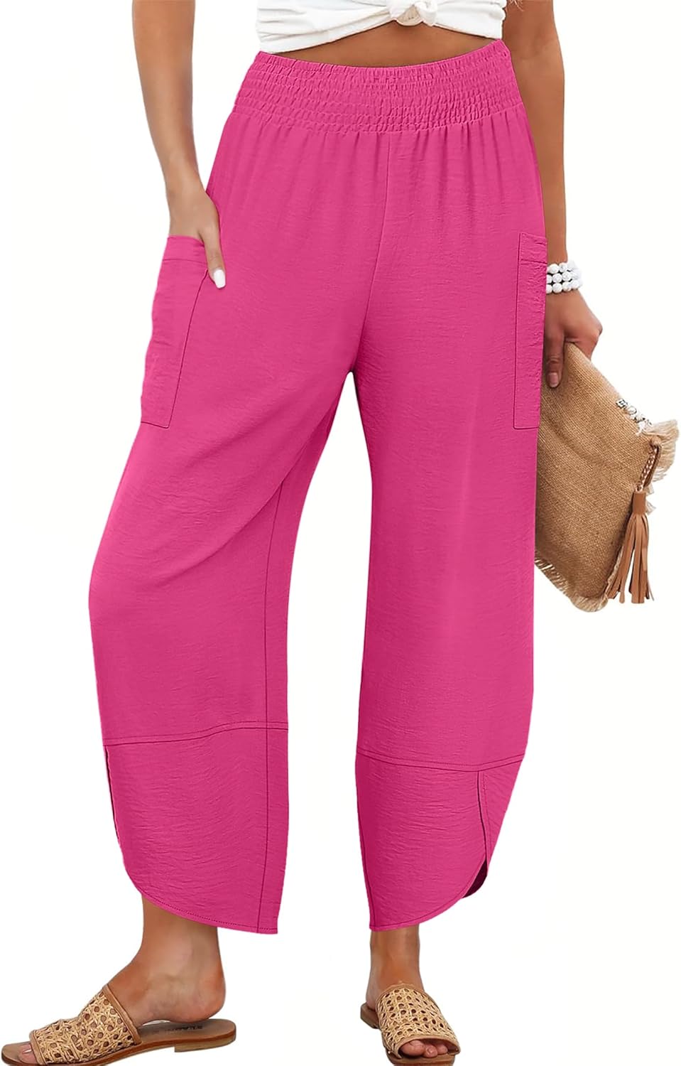 Womens Wide Leg Palazzo Capri Pants for Summer Casual Style