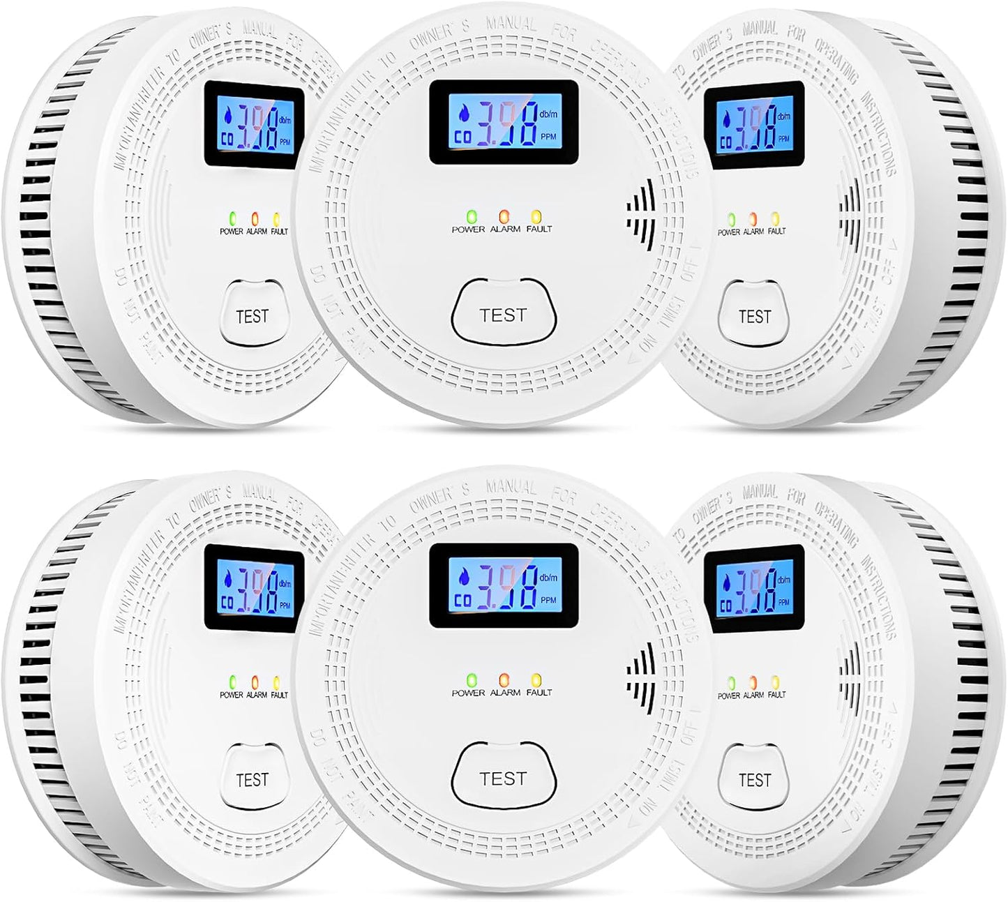 6 Packs 2 in 1 Smoke Carbon Monoxide Detector for Safety