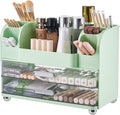 Makeup Organizer for Vanity with 2 Large Drawers - Compact Green
