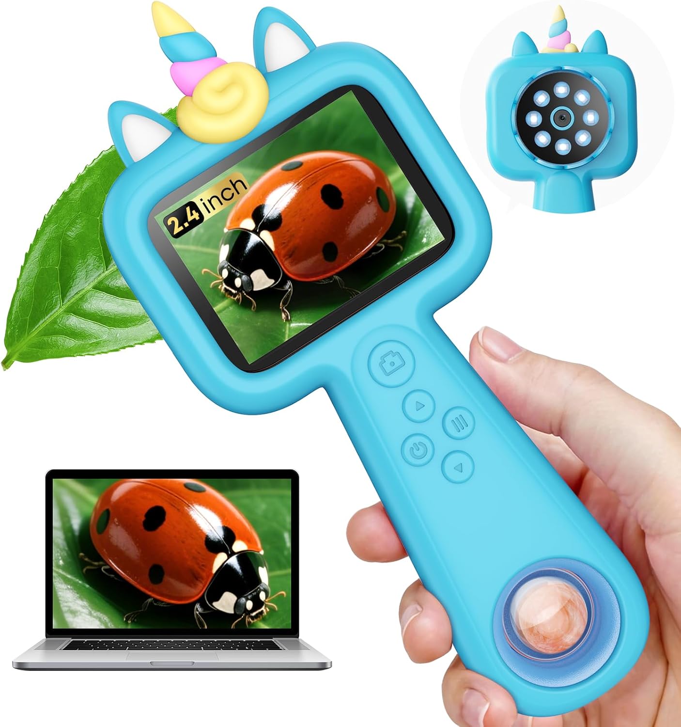 Pocket Microscope for Kids - 600X Portable Digital Science Kit