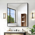 Black Rectangle Mirror 36x40 in - Modern Wall Mounted Vanity Mirror