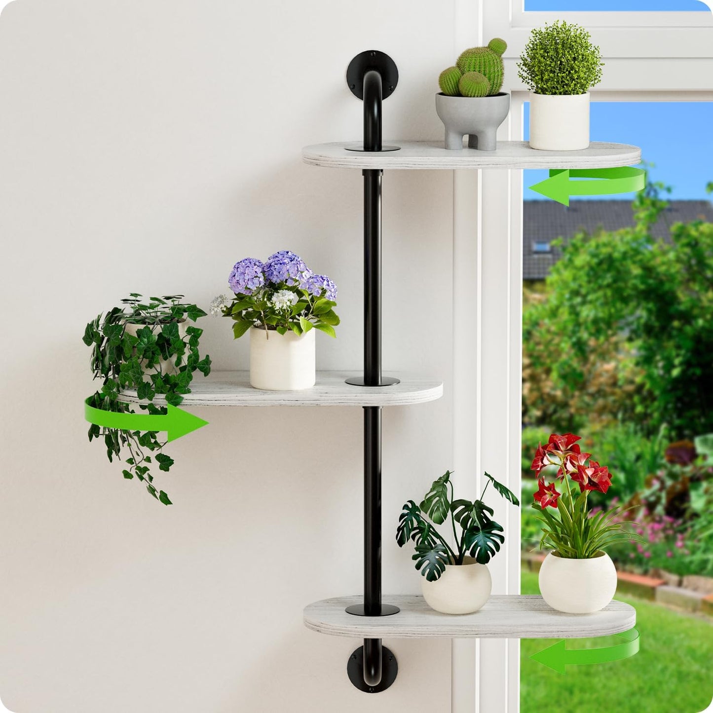 Rotating Window Plant Shelves 3-Tier for Optimal Sunlight Exposure