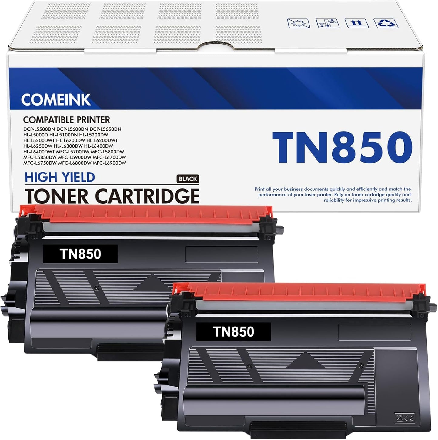 High Yield TN-850 Toner Cartridge 2-Pack for Brother Printers