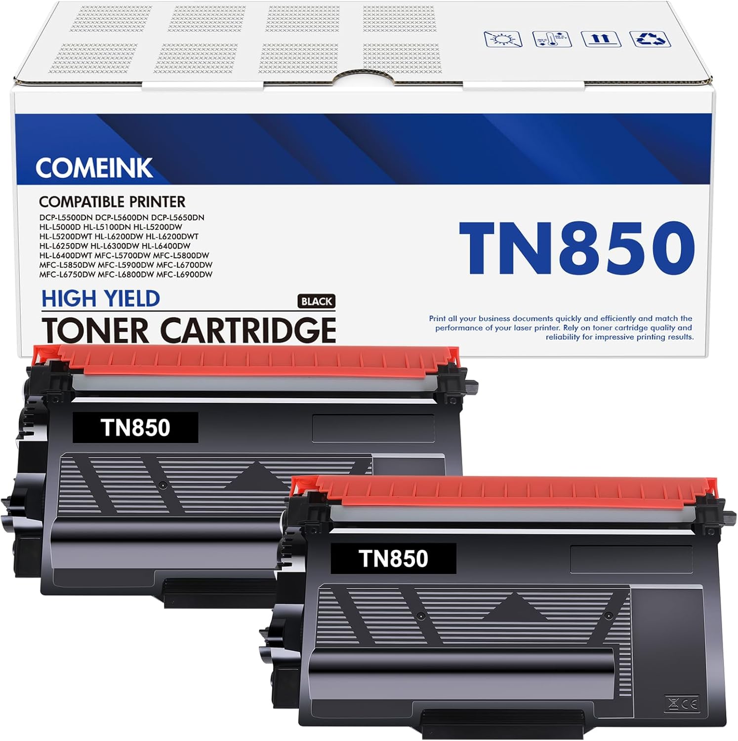 High Yield TN-850 Toner Cartridge 2-Pack for Brother Printers