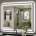 44x36 Black Framed LED Bathroom Mirror with Anti-Fog Feature