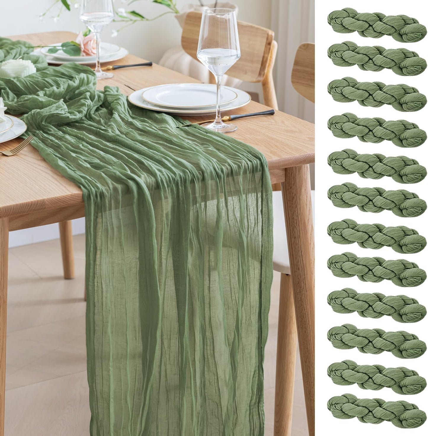 Asee'm 12pcs Cheesecloth Table Runner for Elegant Decor
