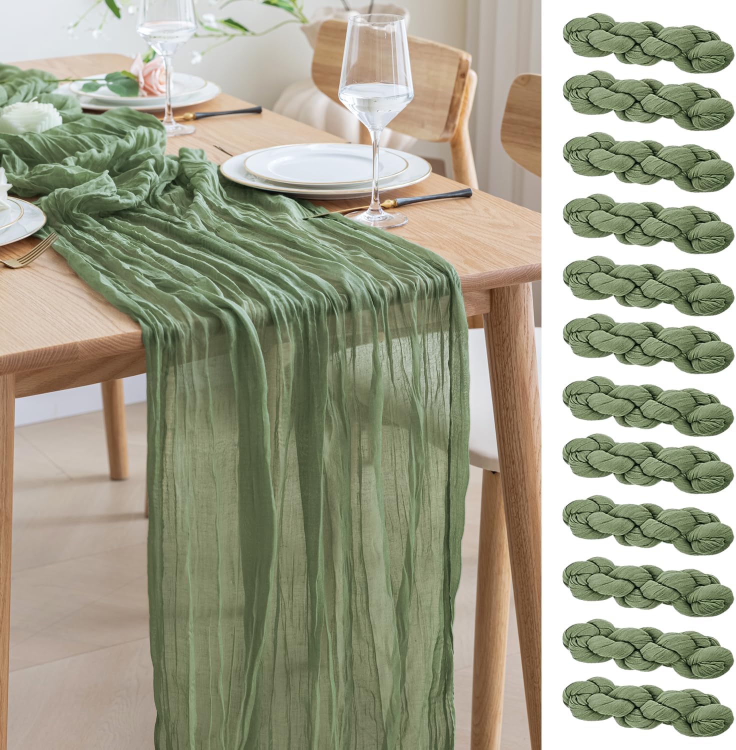 Asee'm 12pcs Cheesecloth Table Runner for Elegant Decor