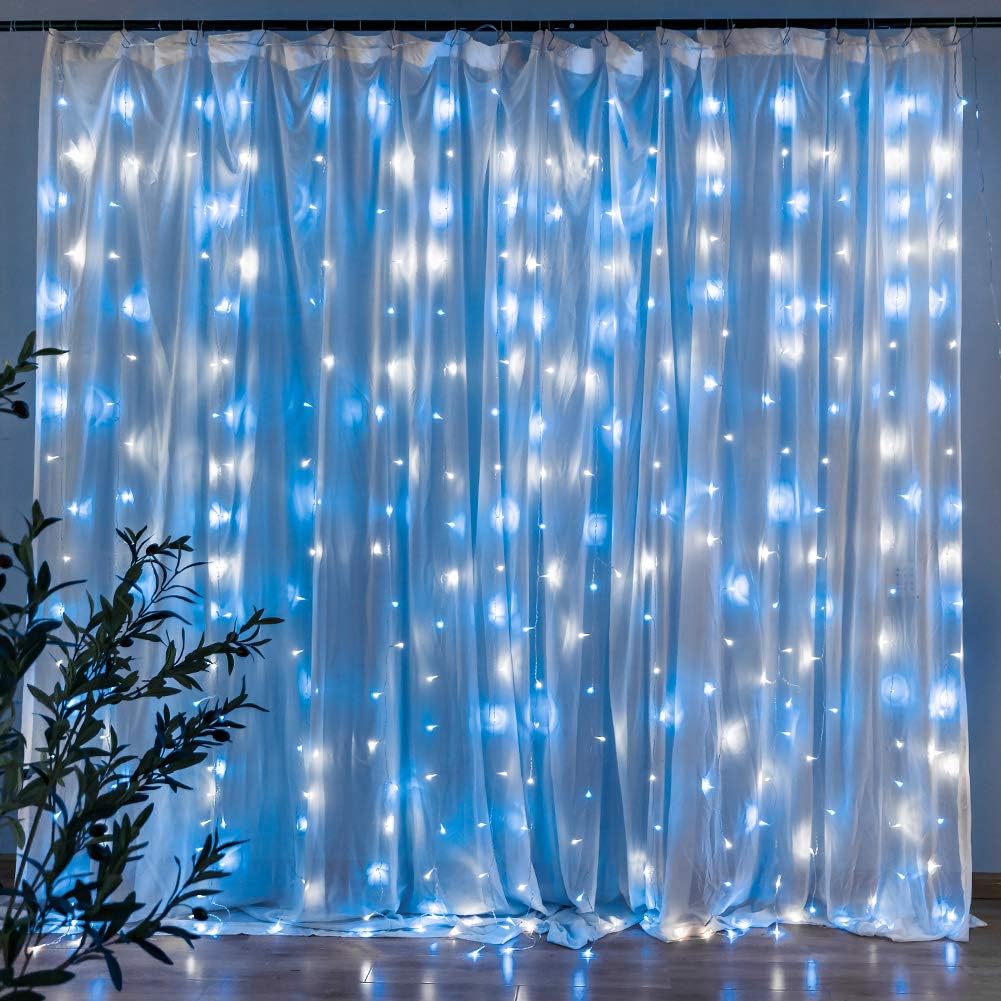 Qunlight Star 304 LED Curtain Lights - Stunning Blue+White Glow