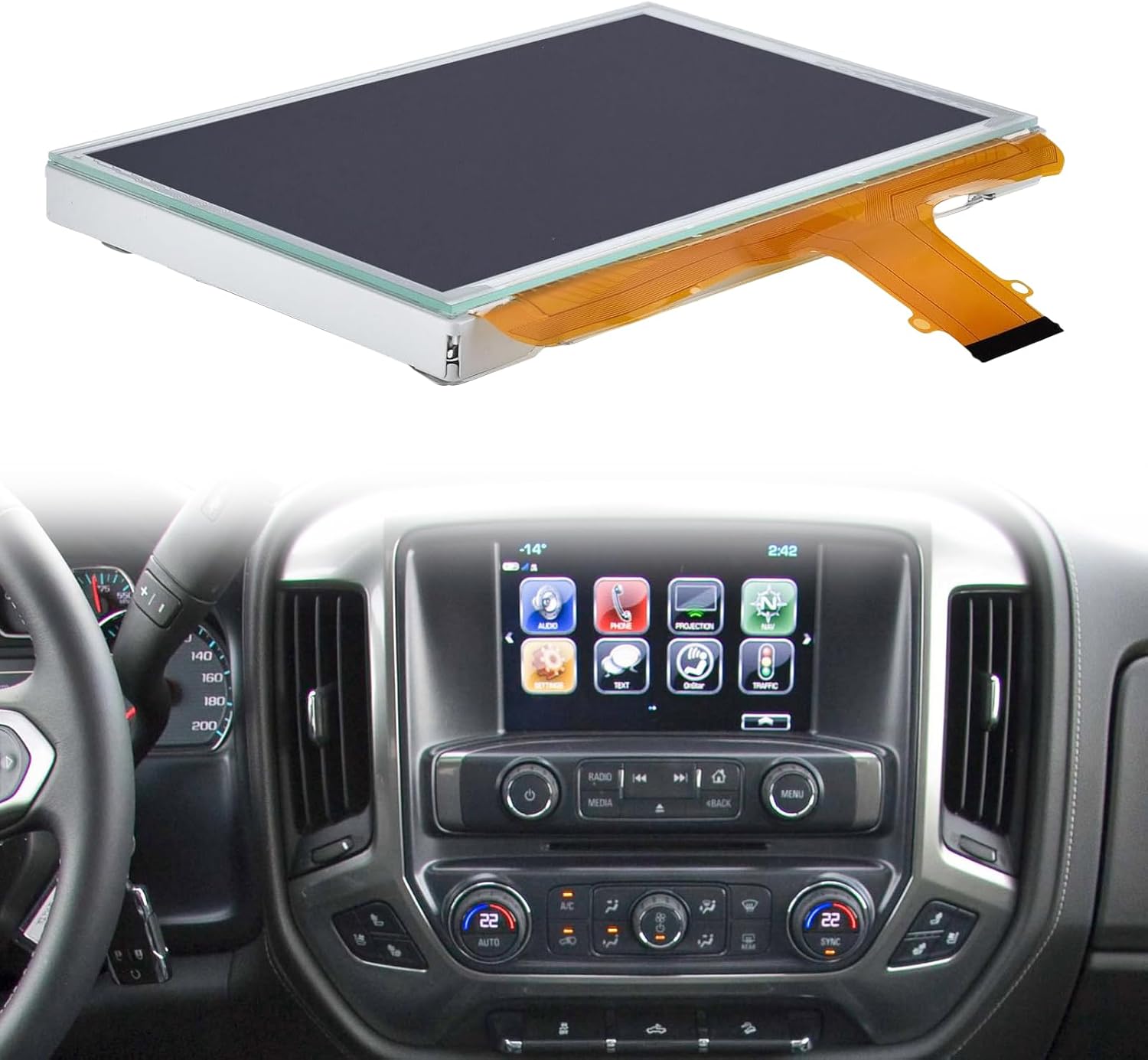 8 LCD Monitor Touch Screen Replacement for Chevy Vehicles 2015-2018
