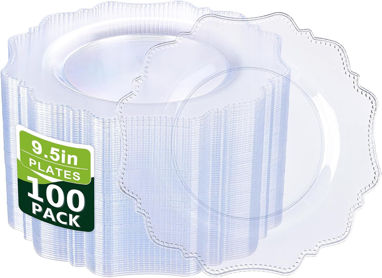 Premium 9.5 Inch Clear Plastic Plates for Parties and Events