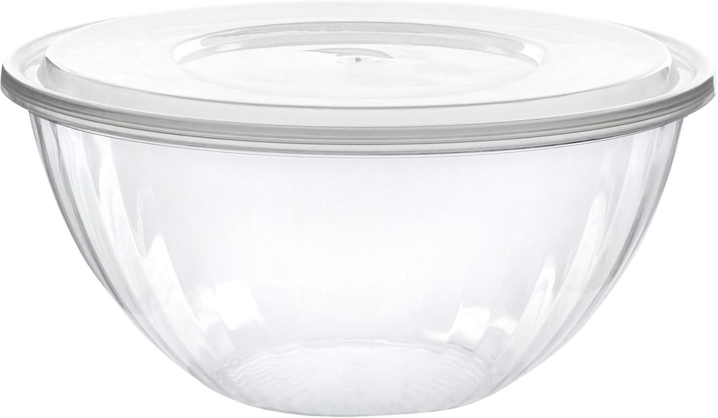 PLASTICPRO 150 Ounce Round Clear Plastic Serving Bowls Set