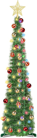 5 Ft Green Pop Up Tinsel Christmas Tree with Dual Color Lights - DIY