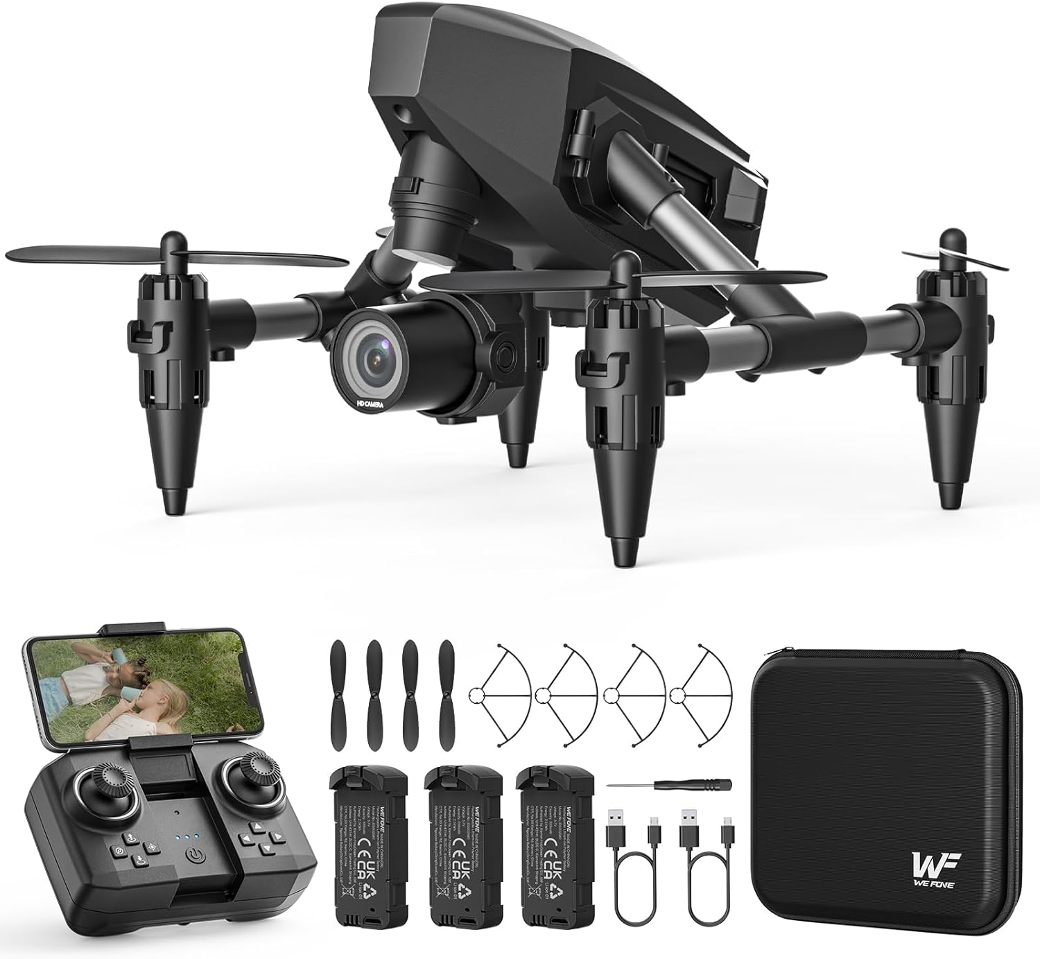 Mini Drone with 1080P Camera - Easy Piloting, 3 Batteries - Fun Gift!
