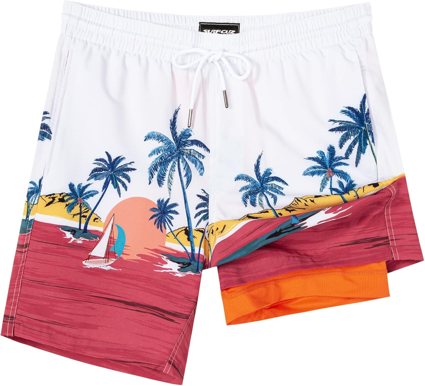 SURF CUZ Mens Swim Trunks with Compression Liner for Comfort