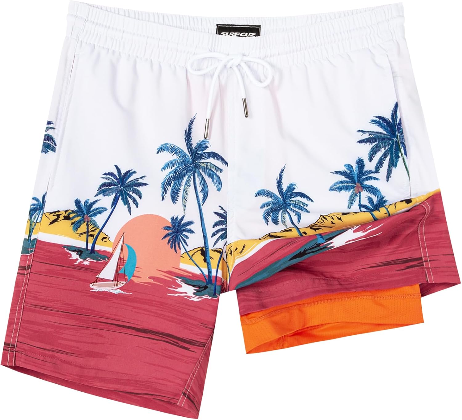 SURF CUZ Mens Swim Trunks with Compression Liner for Comfort