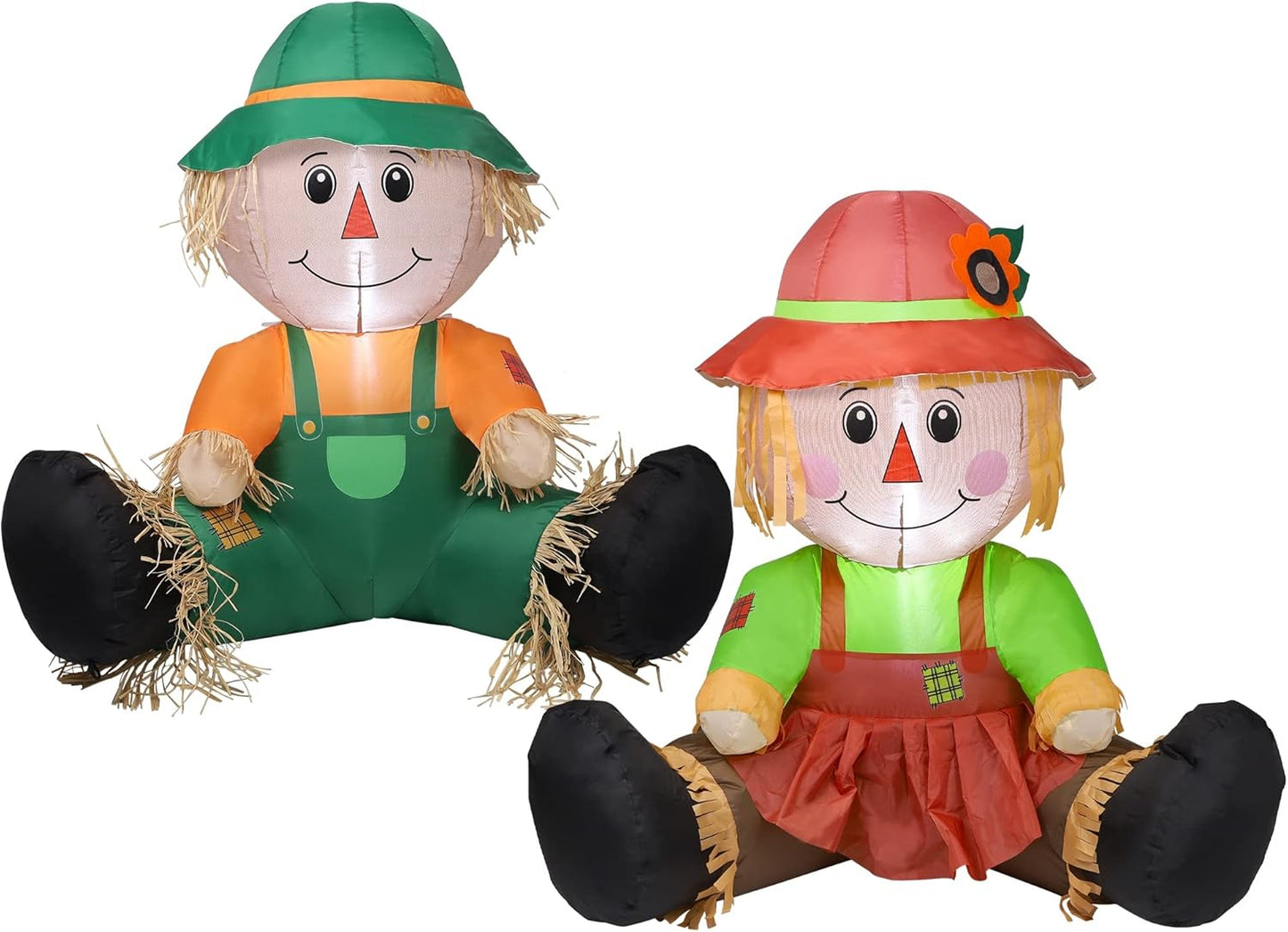 3.3FT Air Blown Scarecrow Couples for Fall Harvest Decor