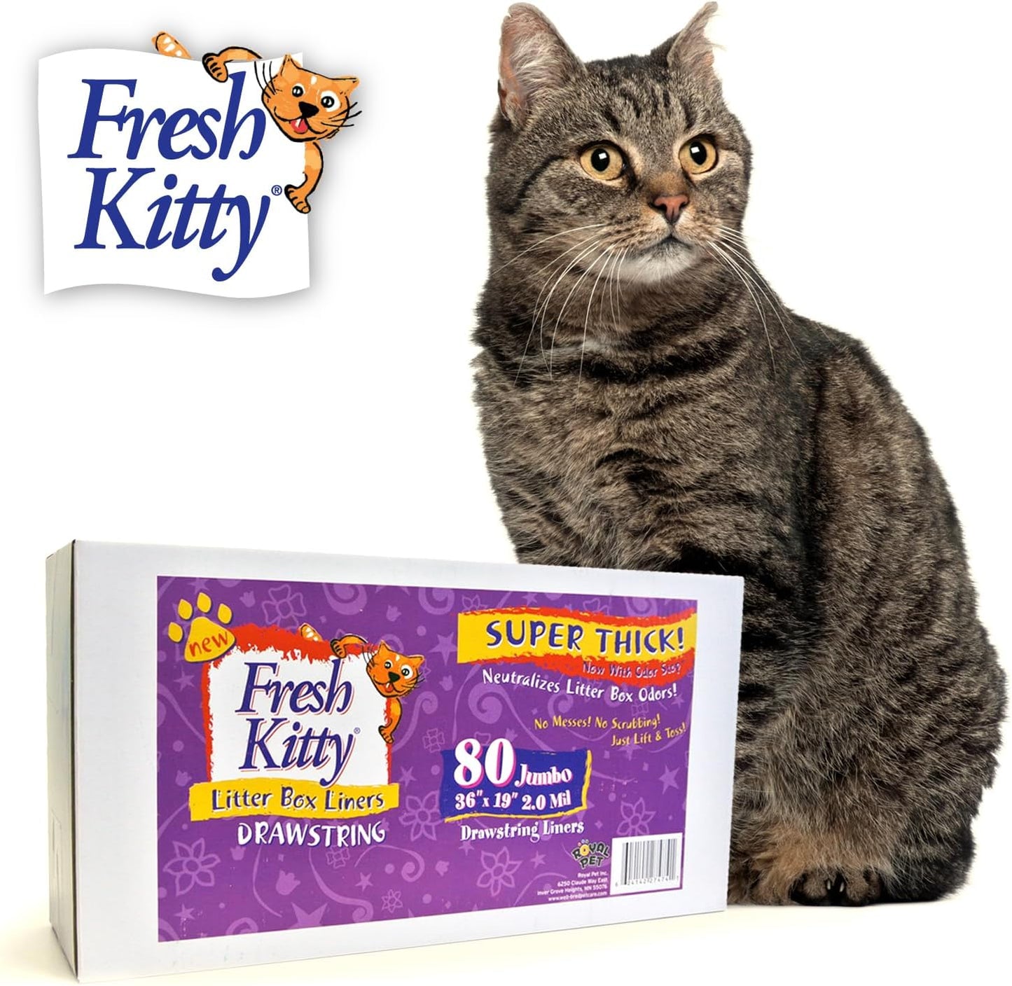 80 Count Jumbo Litter Box Liners for Easy Clean Up and Odor Control
