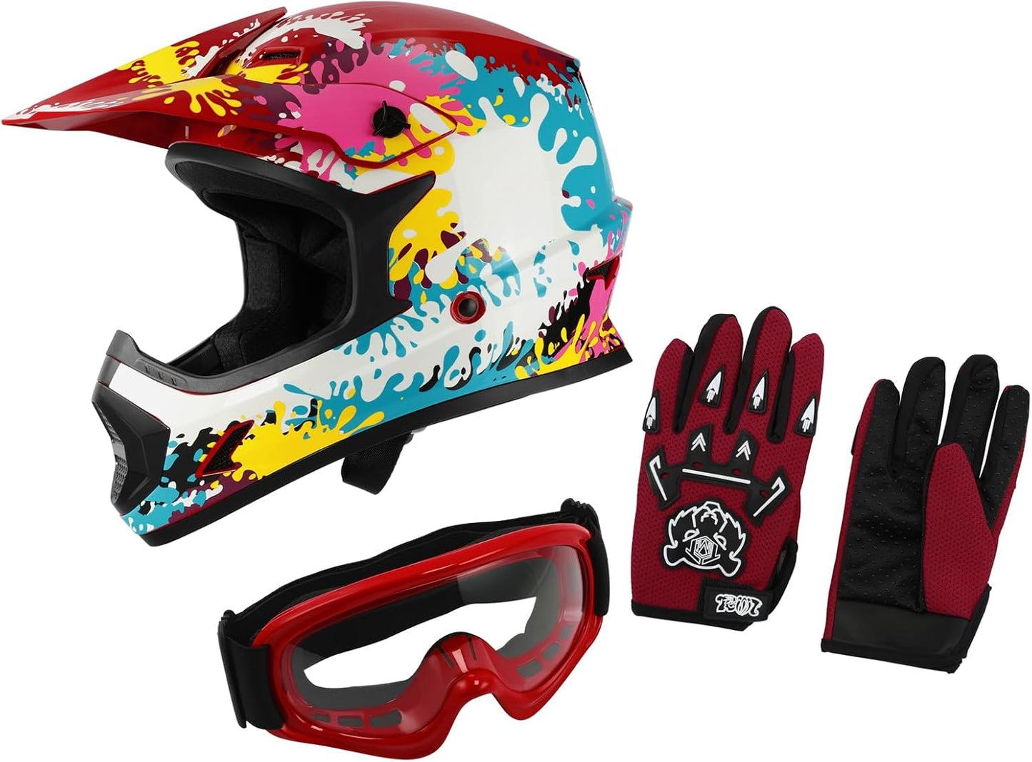 XFMT DOT Youth Kids Motocross Full Face Helmet with Goggles