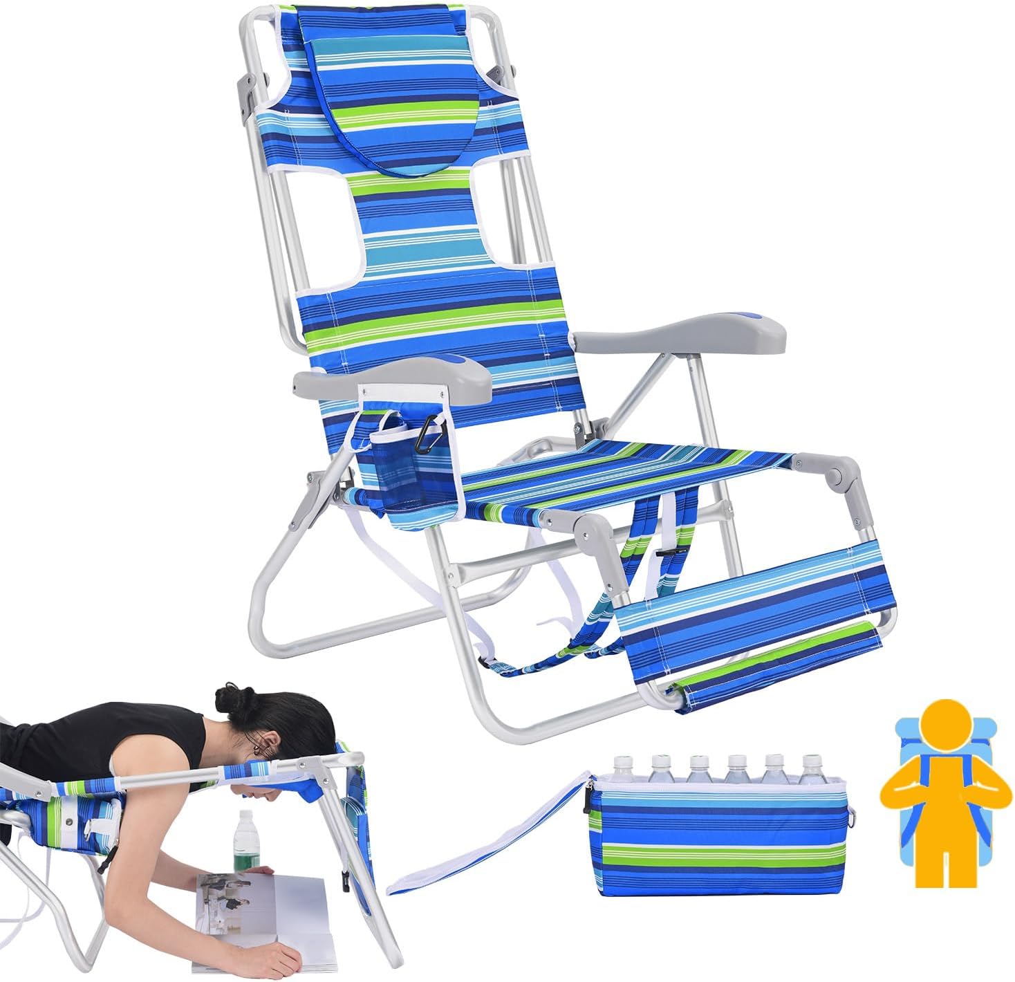 Ultimate Heavy Duty Folding Backpack Beach Chair by BeachMall