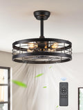 20 in Black Fandelier Caged Ceiling Fan with Light - Quiet Remote Fan