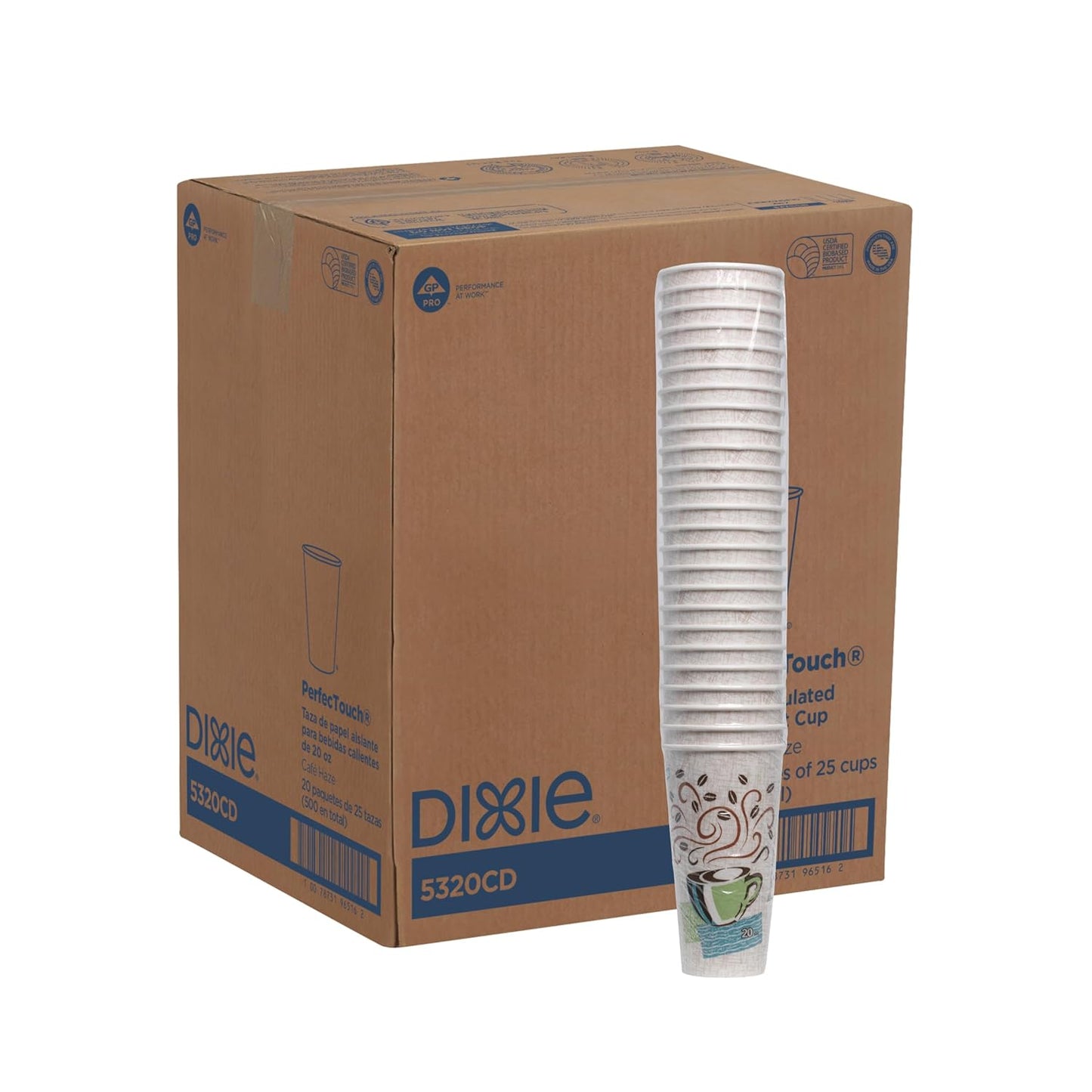 Dixie PerfecTouch 20 oz Paper Coffee Cups for Hot or Cold Drinks