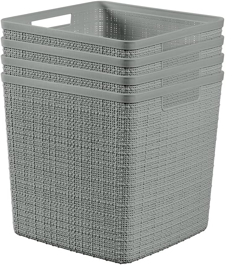 Curver Set of 4 Jute Large Cube Decorative Storage Baskets