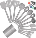 Coukre Silicone Kitchen Utensils Set with Holder - 14-Piece PureGray