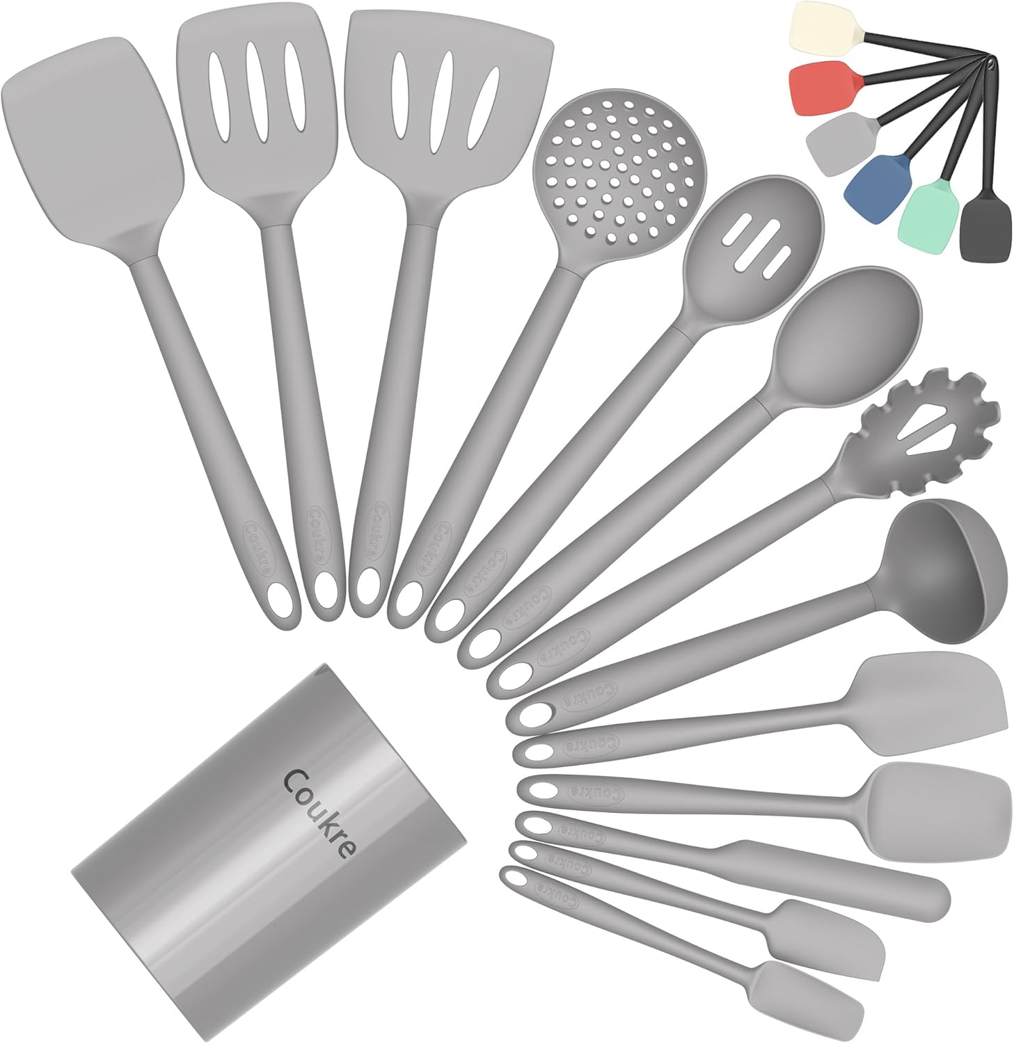 Coukre Silicone Kitchen Utensils Set with Holder for Cooking