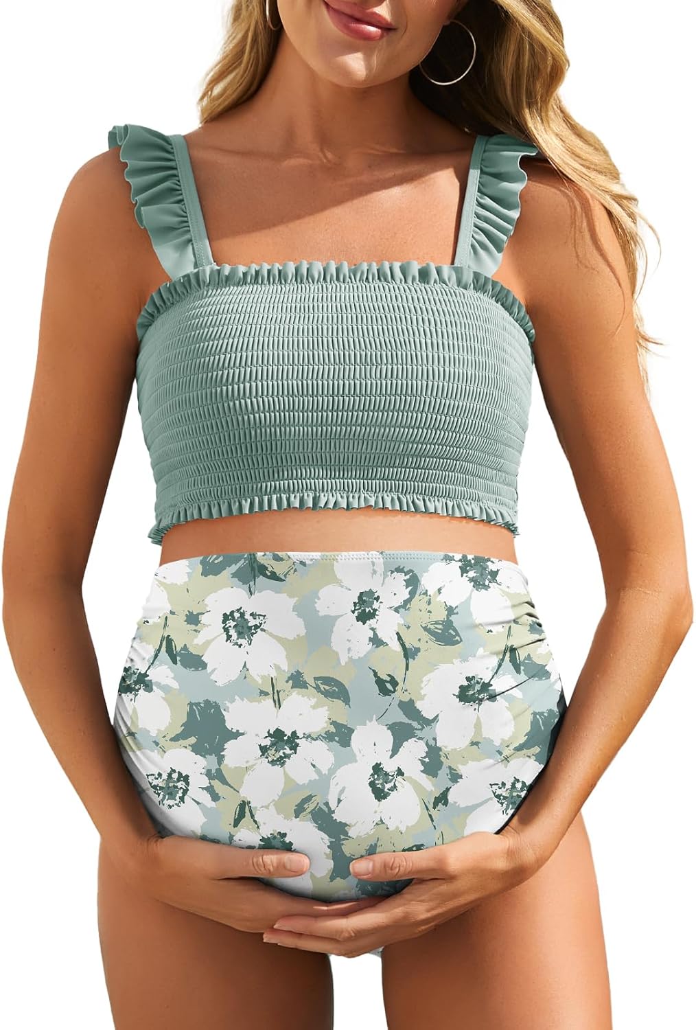 Summer Mae Maternity High Waist Bikini Swimsuit for Moms