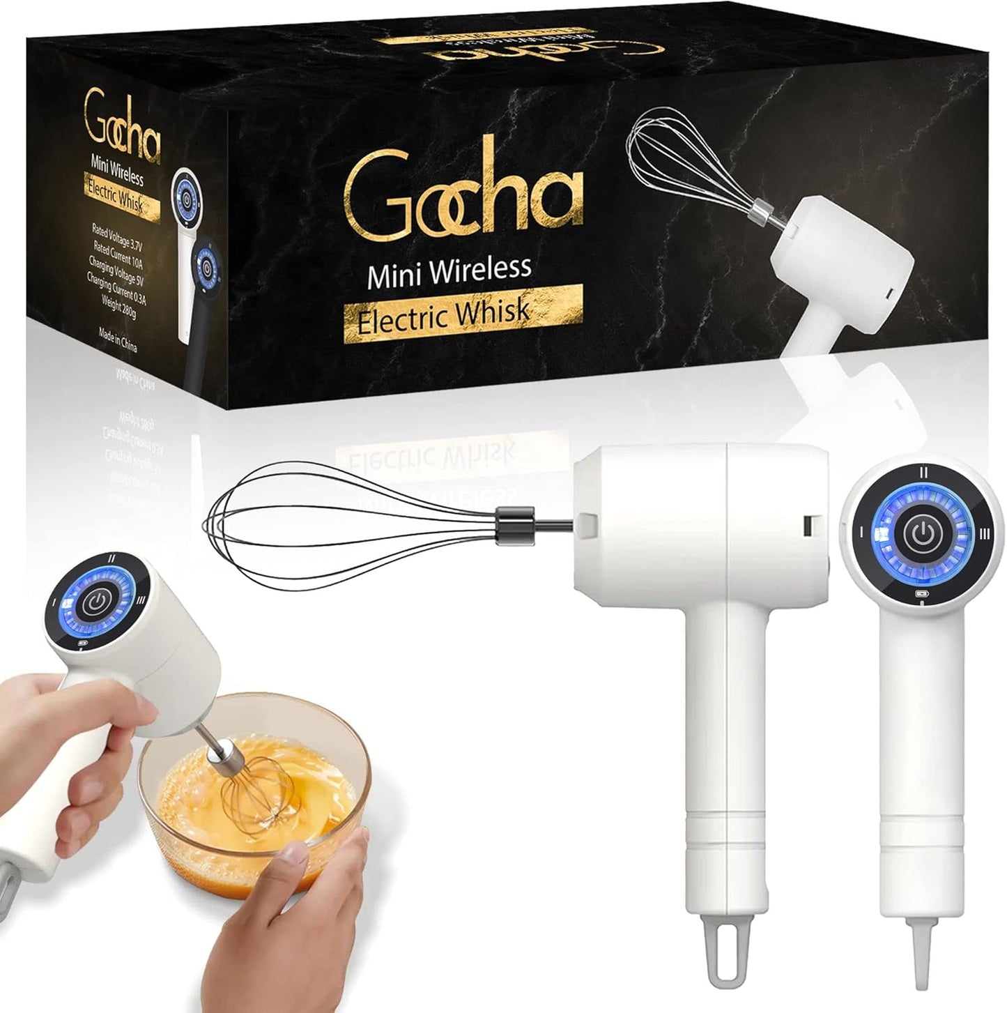GOCHA Hand Whisk | 3-Speed Mixer | Cordless & Rechargeable