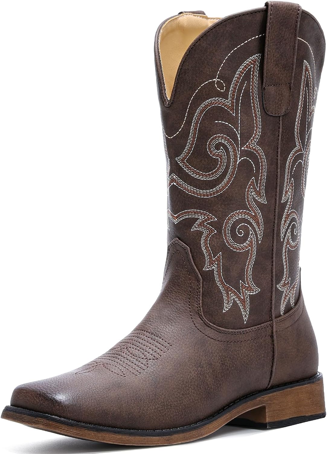 IUV Cowboy Boots for Women - Stylish Square Toe Mid Calf Design