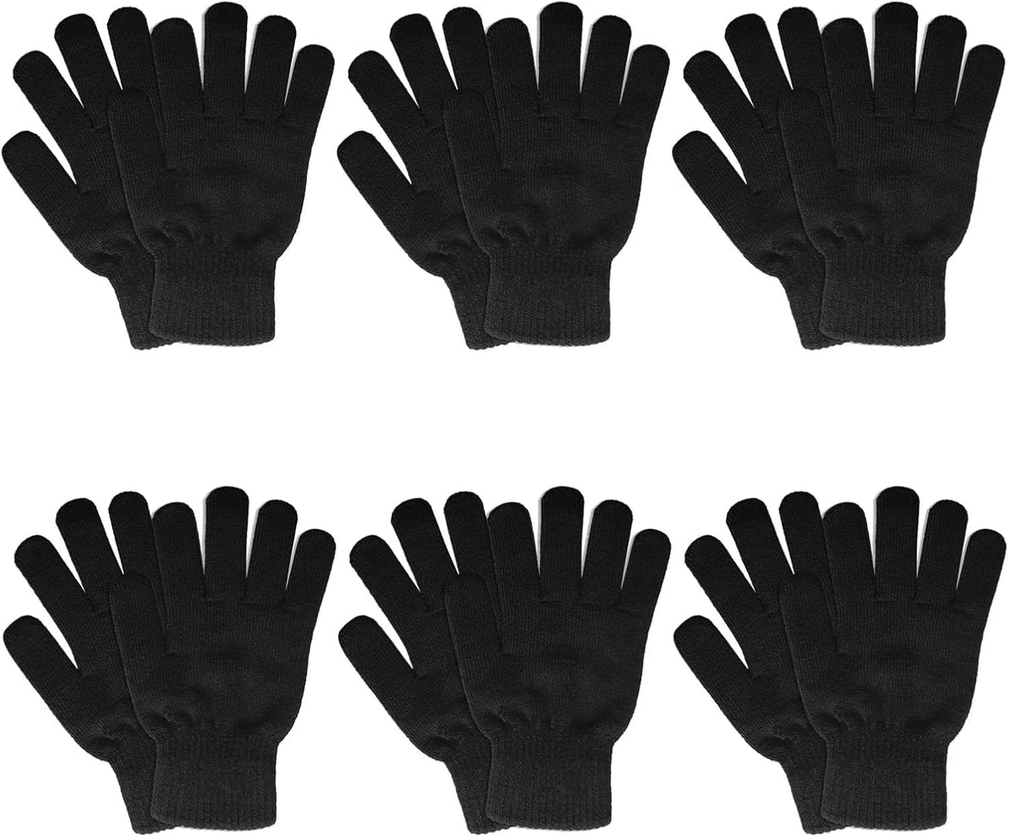 6 Pairs Cozy Knit Winter Gloves - Warm Magic Touch