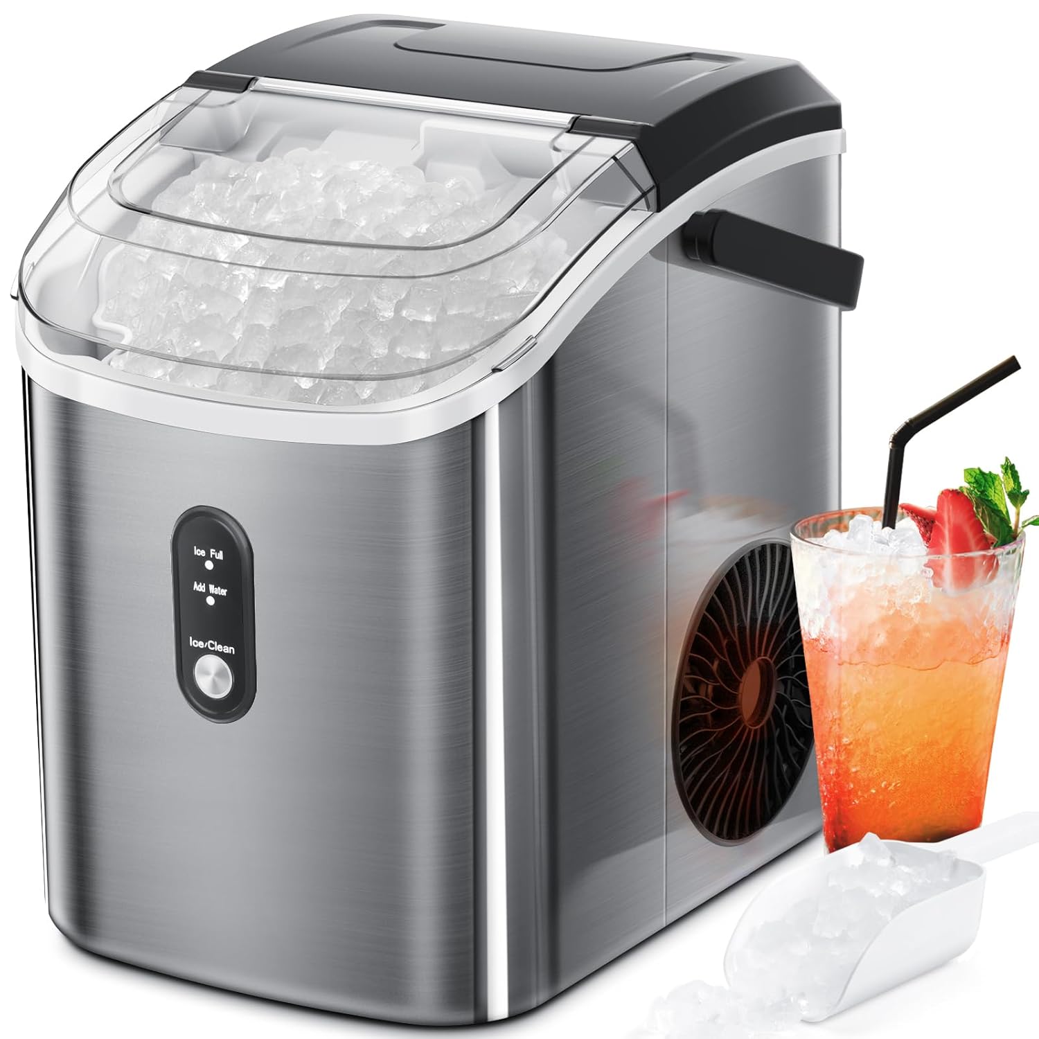 ZAFRO Countertop Nugget Ice Maker - 35lbs/24Hrs Fast Ice Making