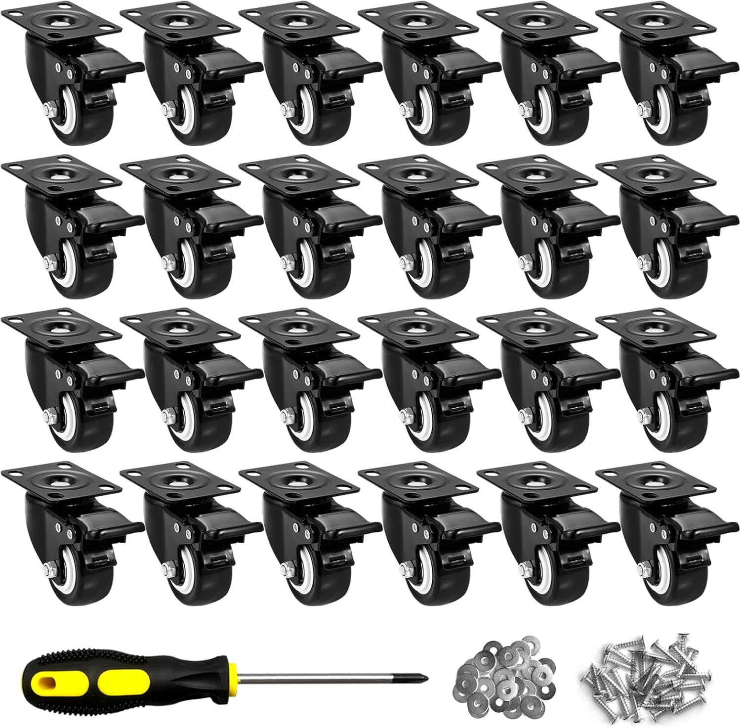 2 Inch Caster Wheels Set of 24 for Heavy Duty Applications