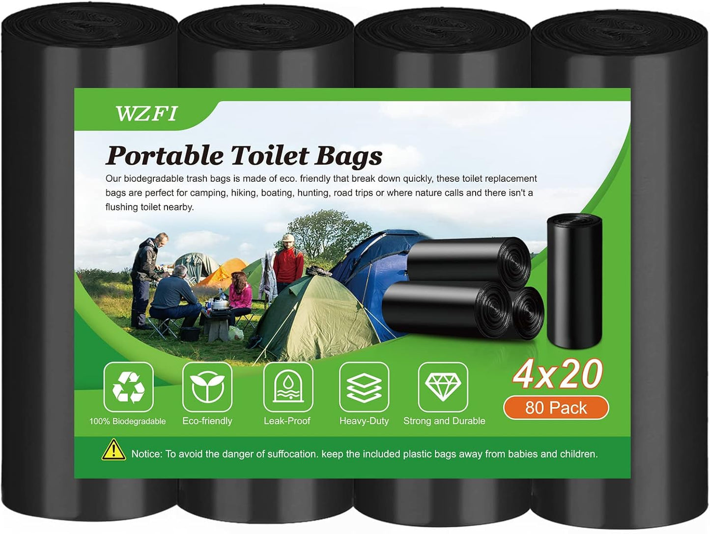Biodegradable Portable Camping Toilet Bags - Leak-Proof Trash Bags