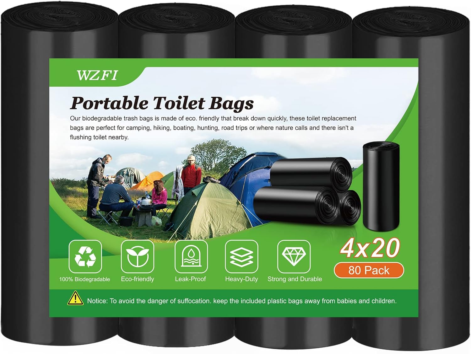 Biodegradable Portable Camping Toilet Bags - Leak-Proof Trash Bags