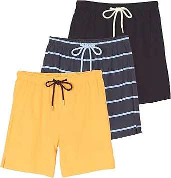Real Essentials Boys' 2 in 1 Swim Trunks with Compression Liner