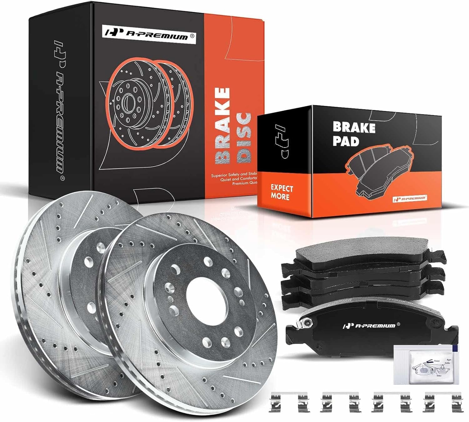 A-Premium 12.99 in Front Drilled and Slotted Brake Rotors Kit