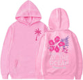 Palm Puff Girls' Graphic Cute Hoodies Crewneck Pullover - Preppy Pink