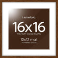 Homeforia 16x16 Brown Picture Frame with Mat - Dark Oak Look