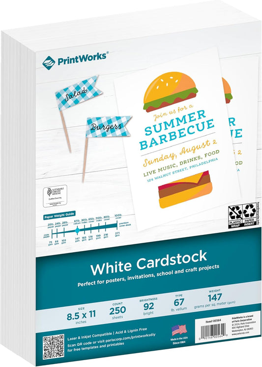 Printworks White Cardstock - 67 lb. Vellum for Quality Printing
