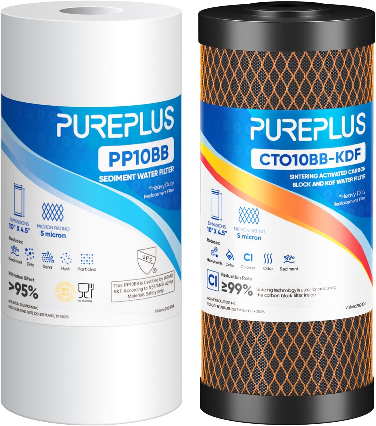 PUREPLUS 5 Micron Whole House Water Filter Kit for Clean Water