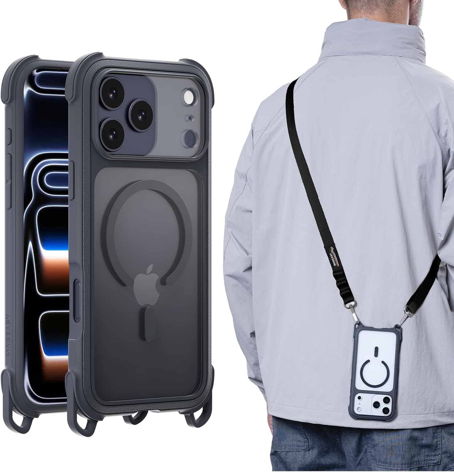 MAGEASY iPhone 17 Pro Max Case with Strap - 20ft Drop Protection