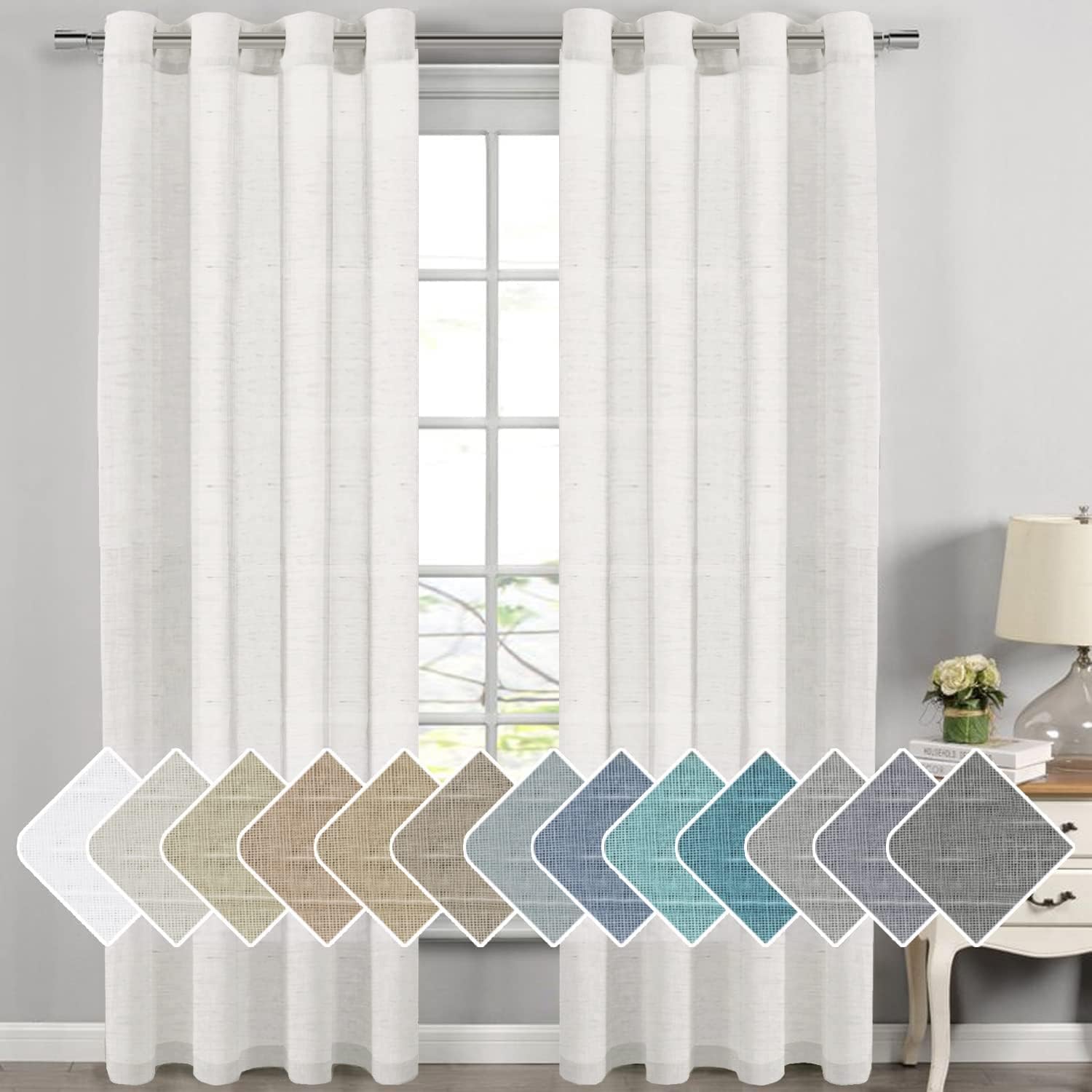 Elegant White Linen Curtains for Living Room and Bedroom Decor