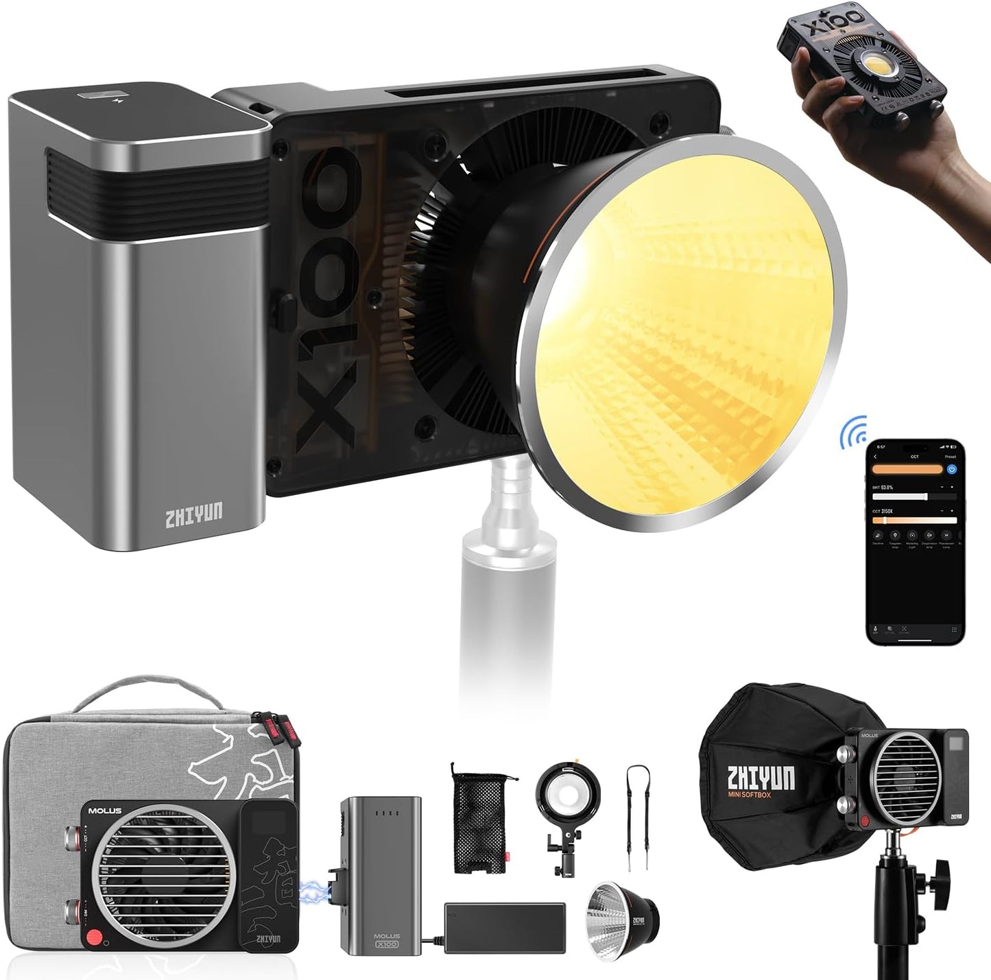 ZHIYUN MOLUS X100 Bi-Color 100W Video Light for Professionals