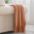 Almond Throw Blanket 60x80 in Textured Soft Sofa Throw - Cozy Decor