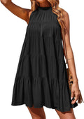 Womens Summer Halter Sundress 2025 - Flowy Tiered Mini Dress