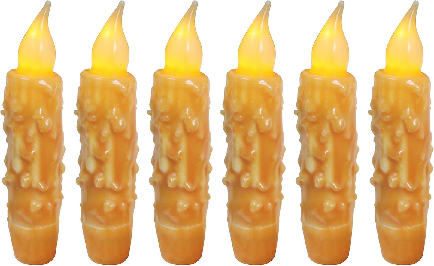 Real Wax Hand Dipped LED Timer Taper Candles for Rustic Decor