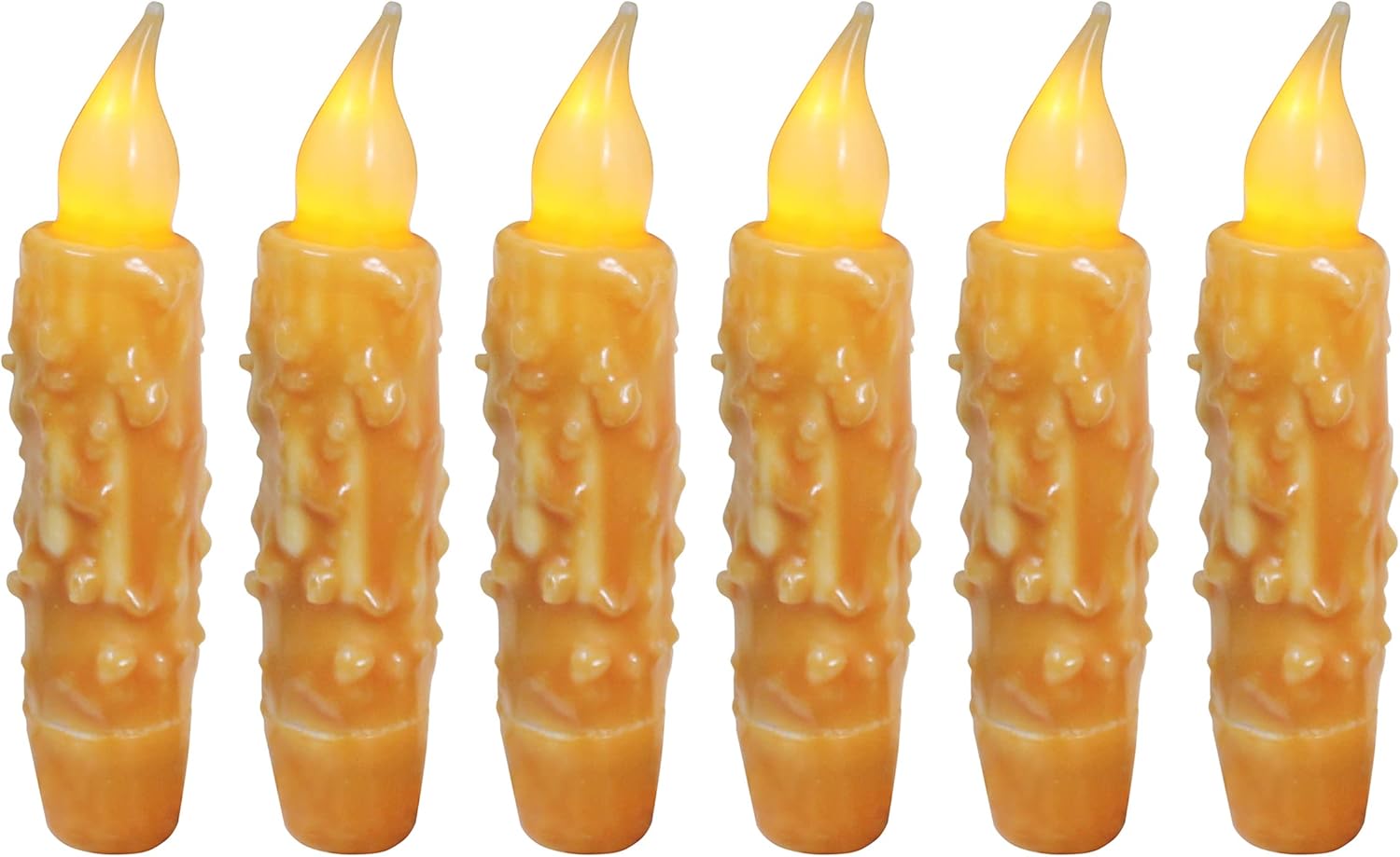 Real Wax Hand Dipped LED Timer Taper Candles for Rustic Decor